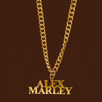 Male necklace with name in capital letters and thick chain