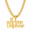 Collar con nombre doble linea y corona