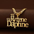 Collar con nombre doble linea y corona