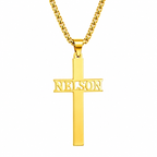 Collar con nombre en cruz vertical
