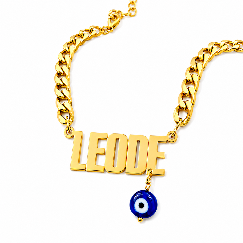 Collar con nombre personalizado y ojo turco 🧿