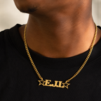 Herenketting met naam in hoofdletters en dikke ketting