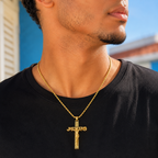 Collar cruz cristo en relive
