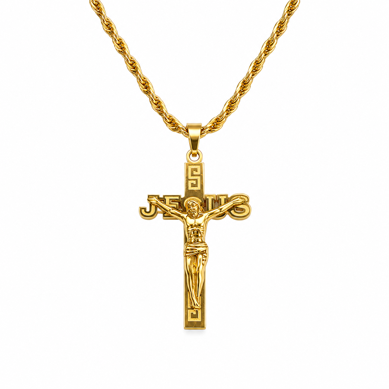 Collar cruz cristo en relive