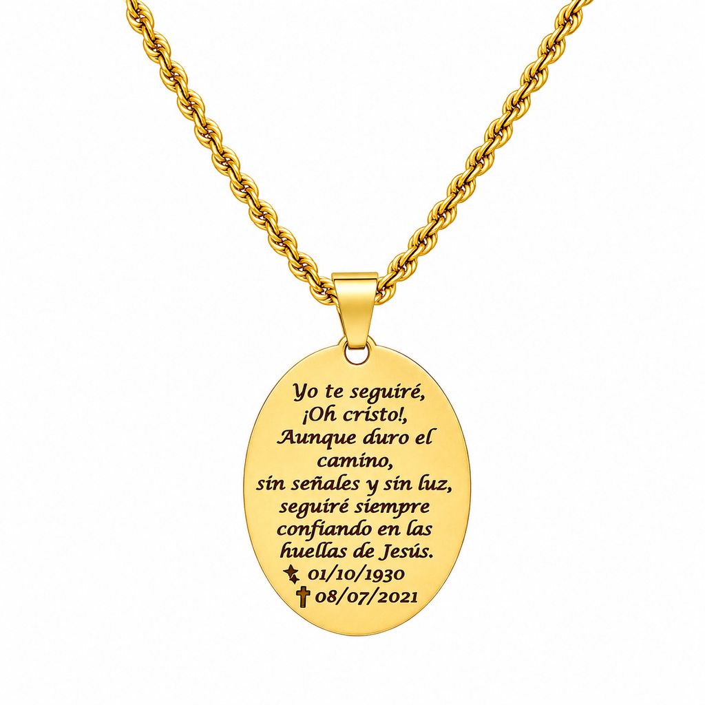 Collar placa oval personalizada con cadena cordón