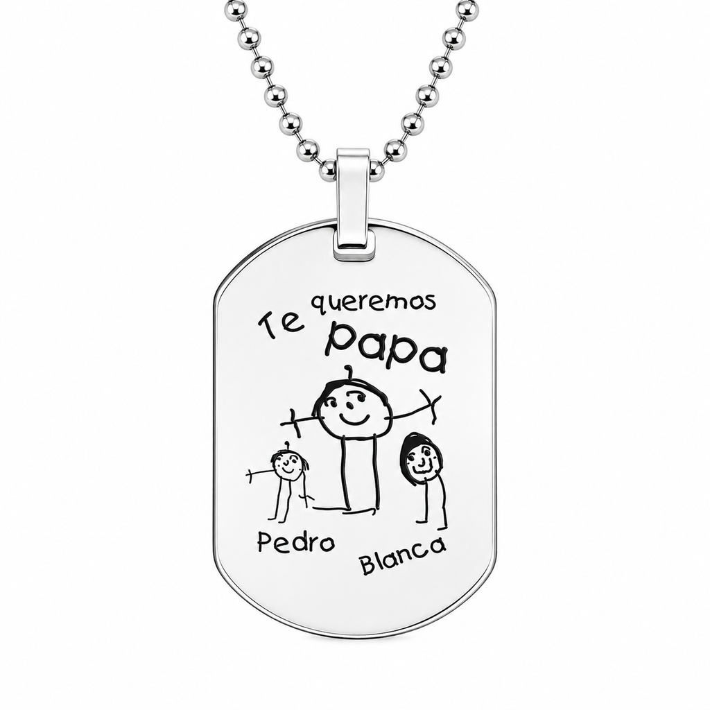 Doodles militaire badge ketting voor papa