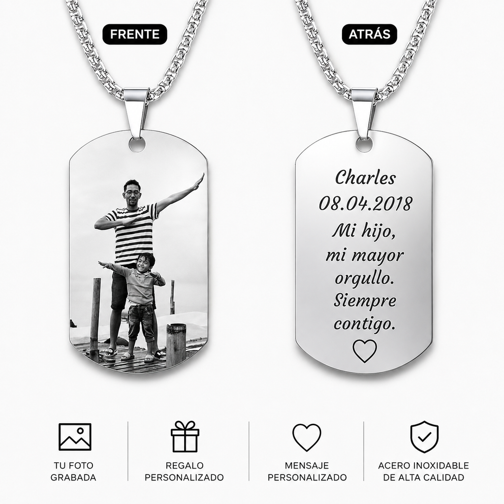 Collar placa personalizada con fotograbado