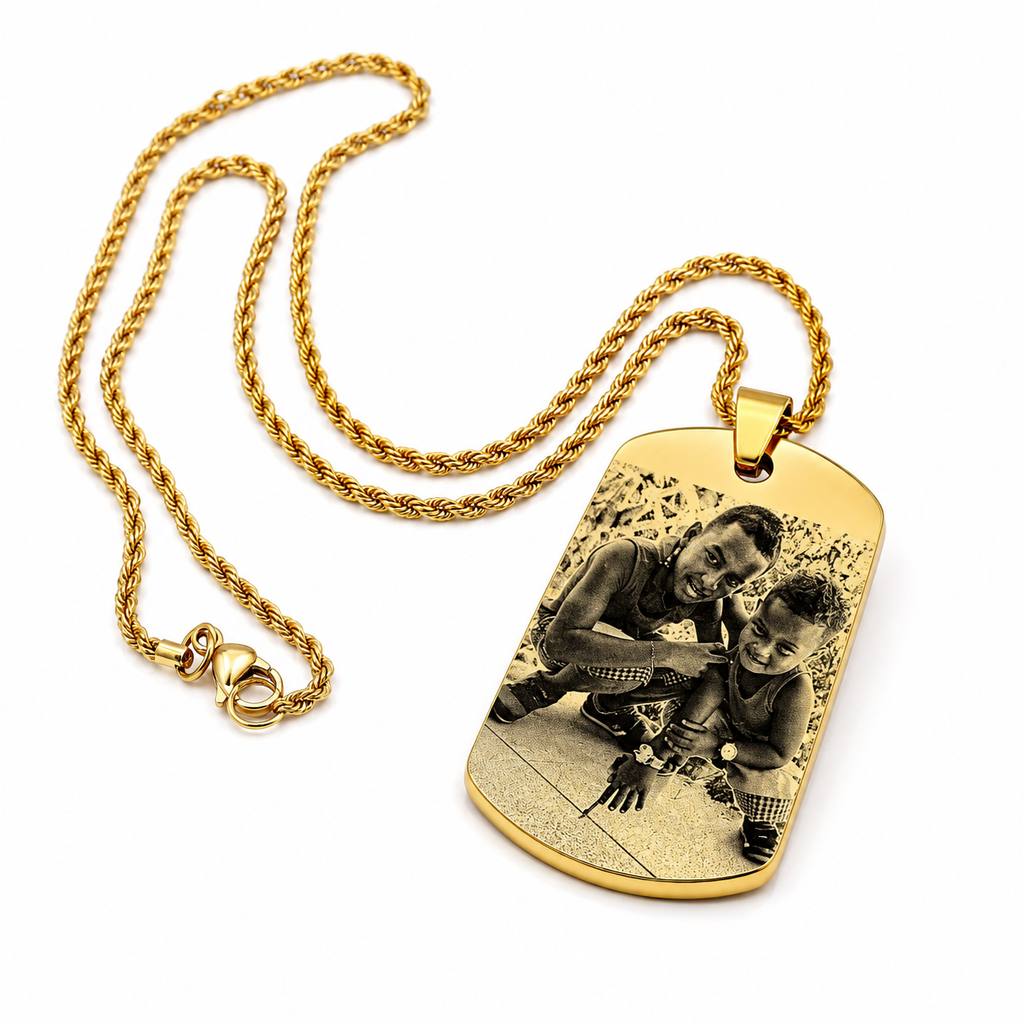 Collar placa personalizada con fotograbado