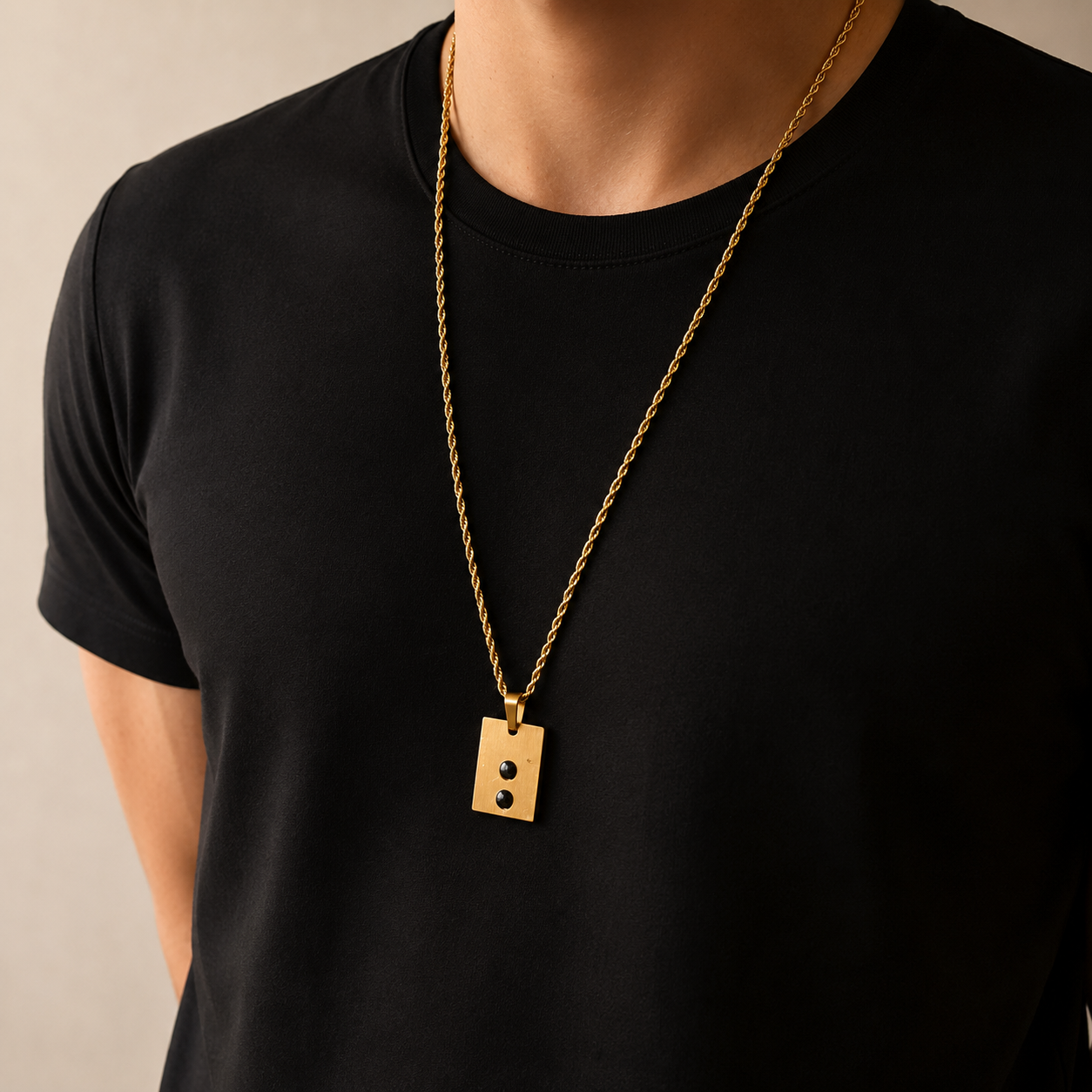 Collar placa rectangular con hematita personalizada