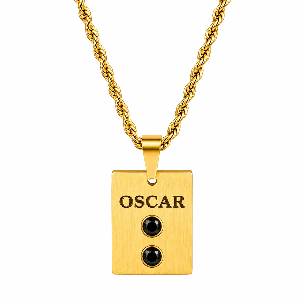 Rectangular plate necklace with hematite