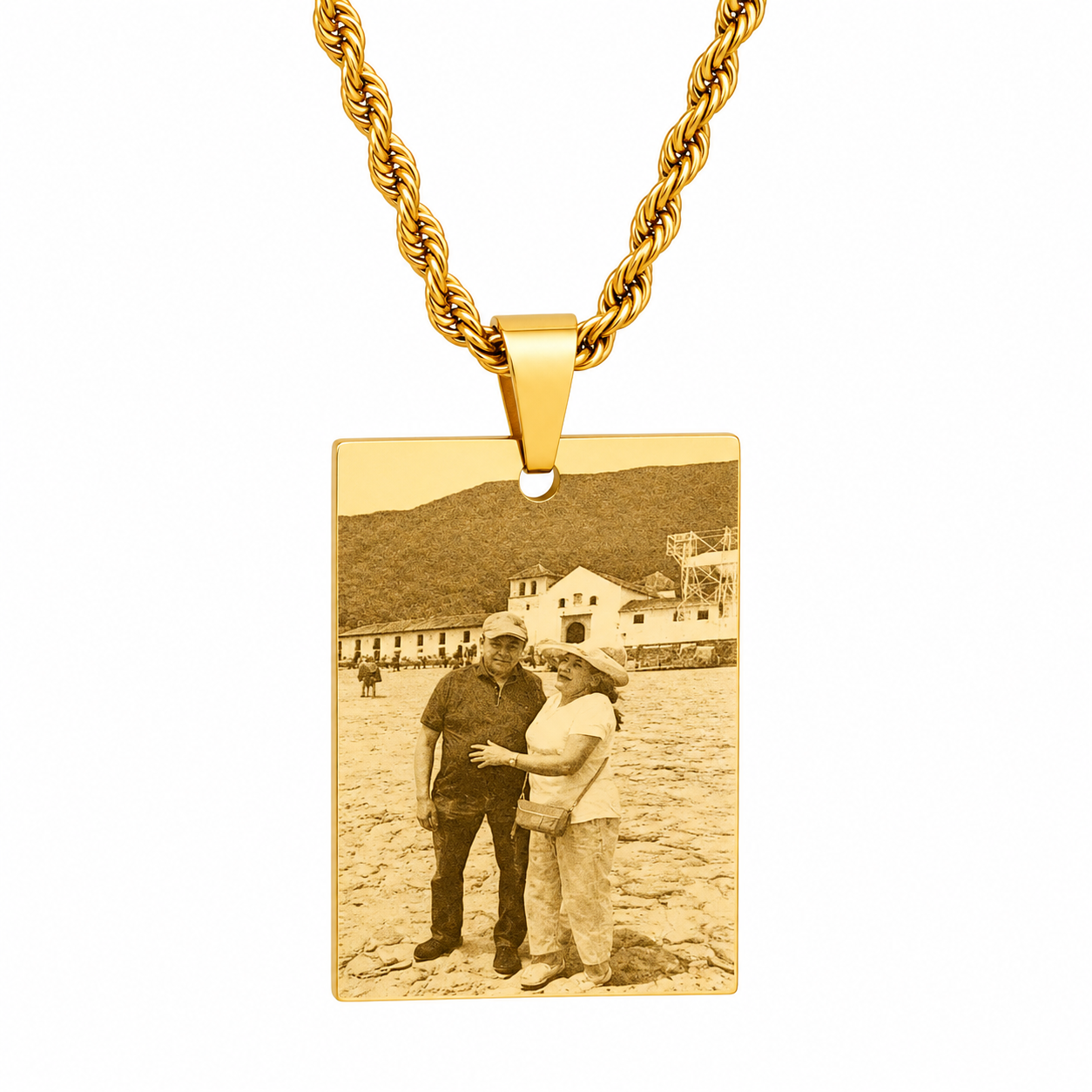 Collar placa rectangular personalizado