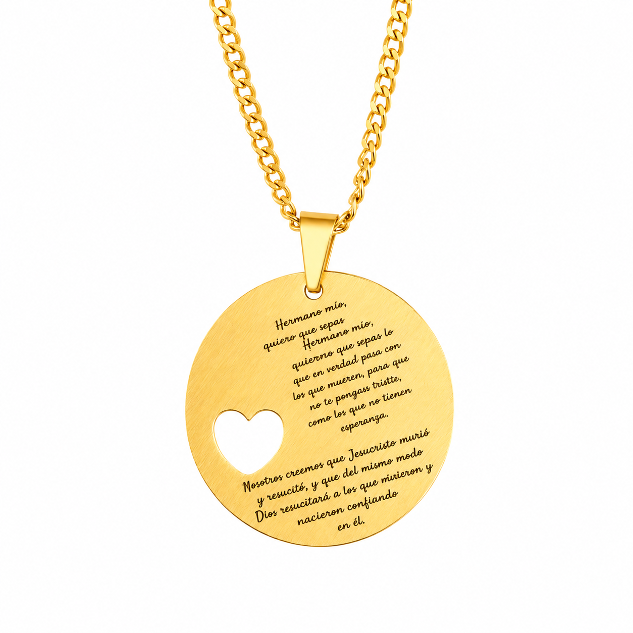 Collar placa redonda con corazon calado