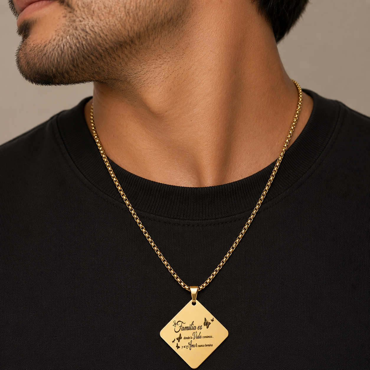 Collar placa rombo personalizada