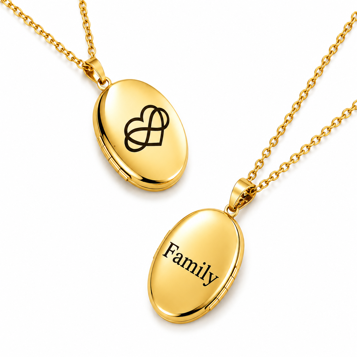 Smooth round locket necklace - photo-etched