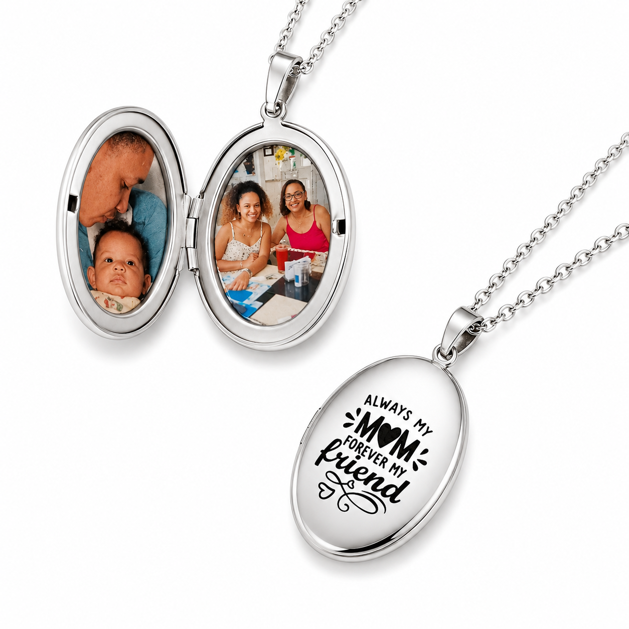 Smooth round locket necklace - photo-etched