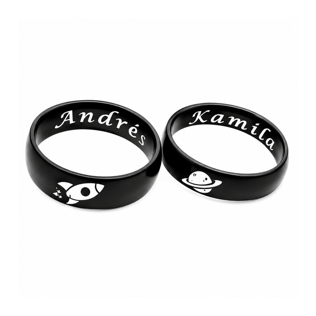 DUO DE ANILLOS LISO NEGRO