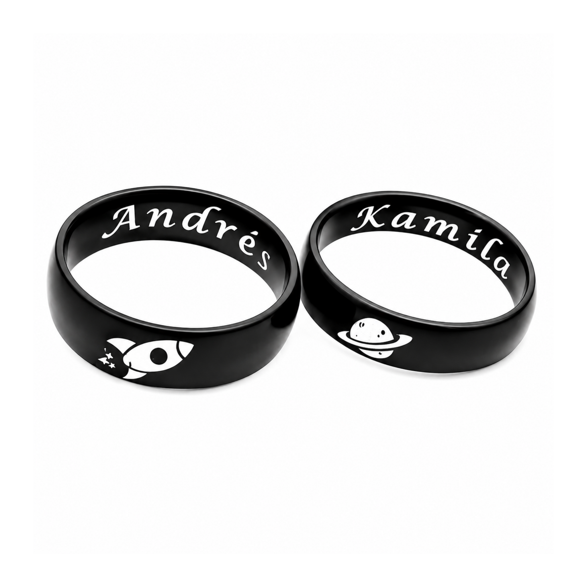 DUO DE ANILLOS LISO NEGRO