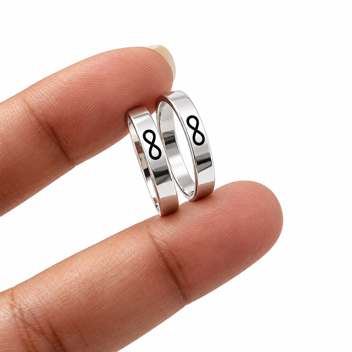 Duo de argollas Infinito — Plata Ley 925