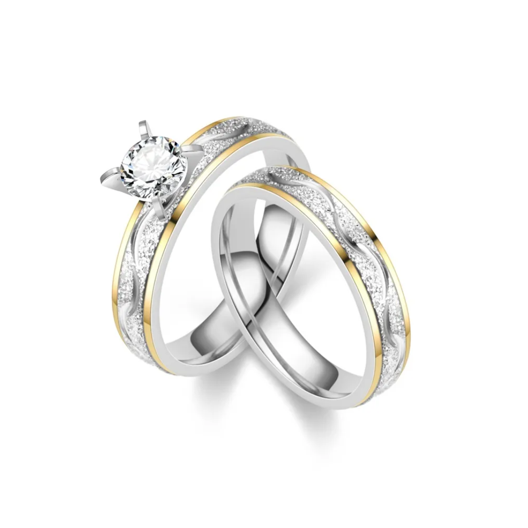 Diamanten koppelringen met gouden rand