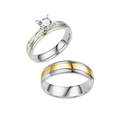 Diamond couple rings with gold bezel (Pre order)