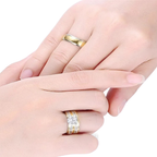 Diamond couple rings with gold bezel (Pre order)