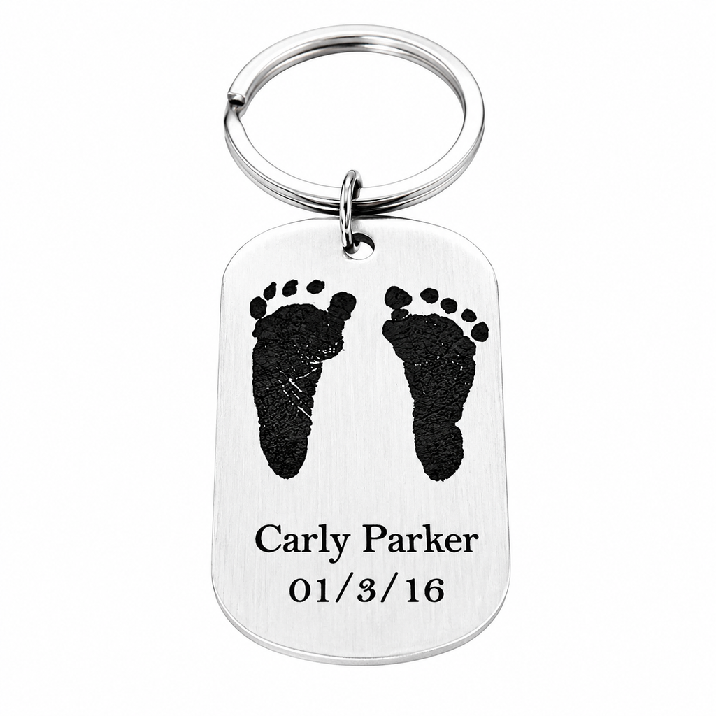 Llavero placa personalizada con Huellas de tu bebé