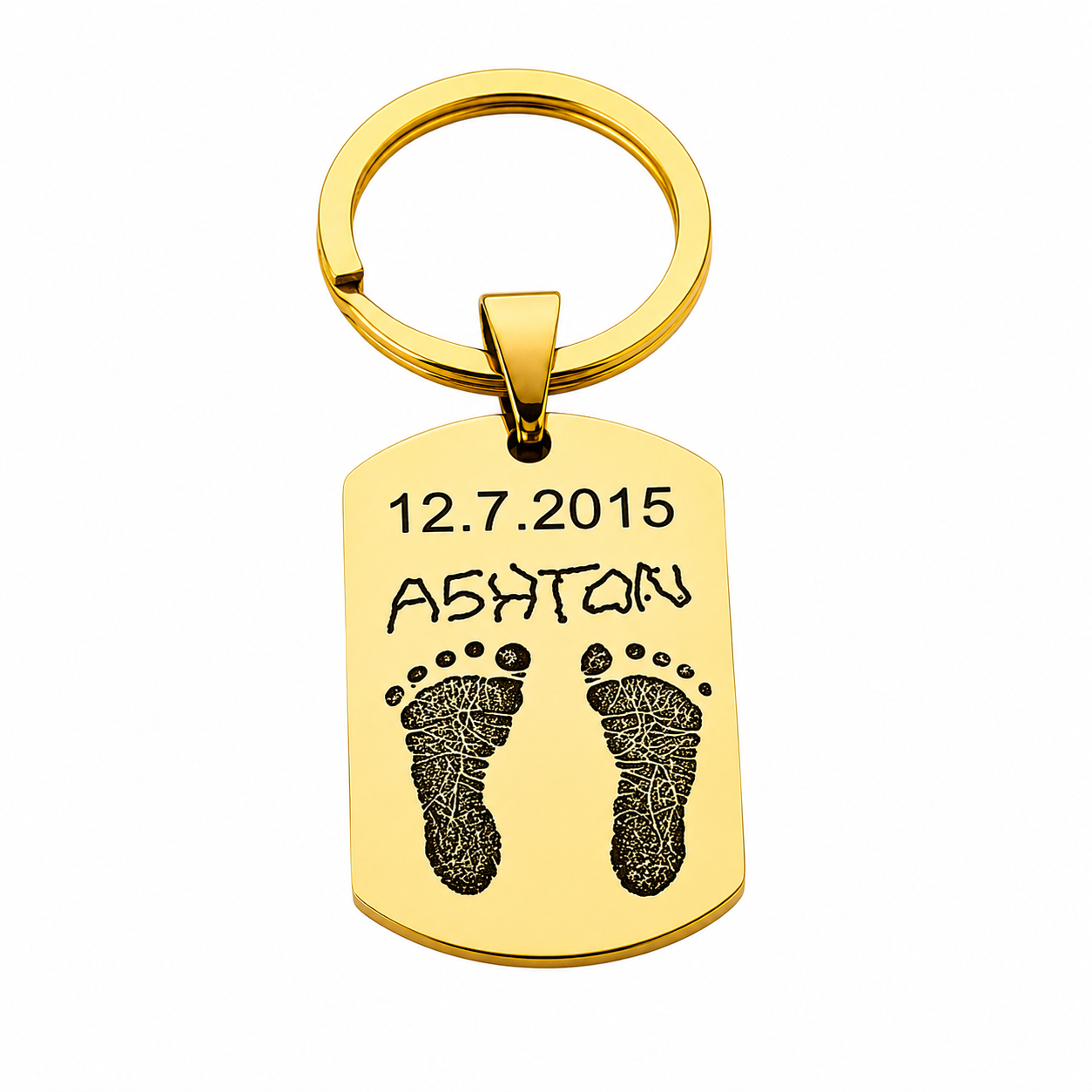 Llavero placa personalizada con Huellas de tu bebé