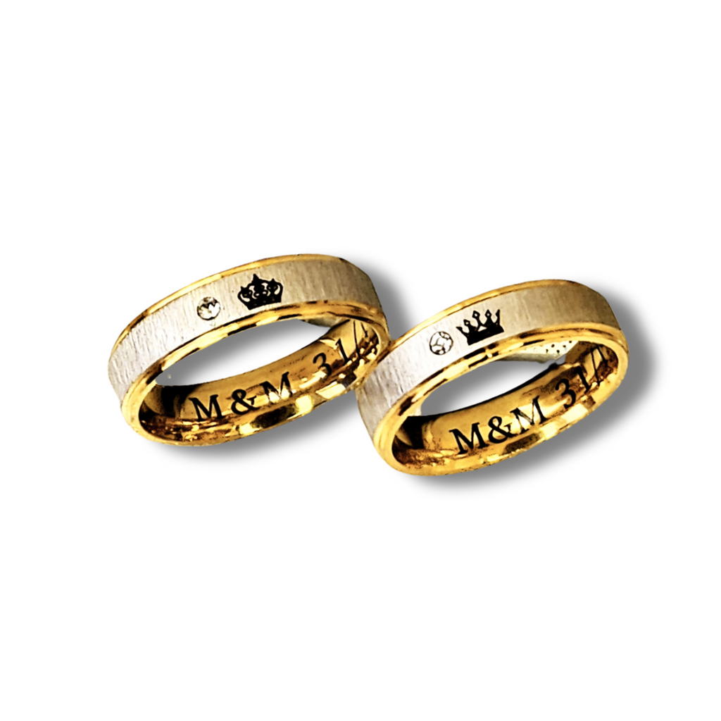 DUO DE ANILLOS PARA PAREJA BICOLOR CON CIRCON