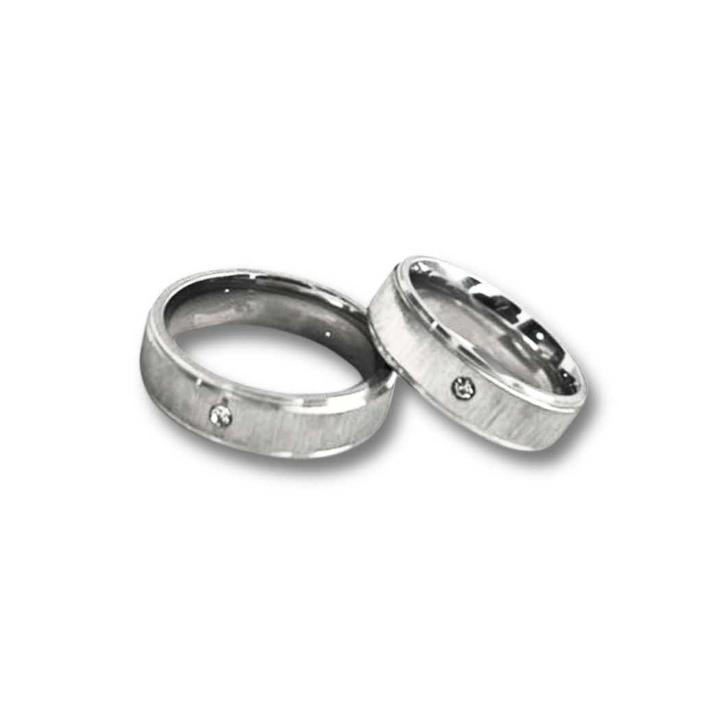 DUO DE ANILLOS PARA PAREJA MATE Y SATIN CON CIRCON - ULTIMAS TALLAS