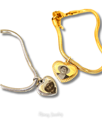 Pandora-style photo-engraved bracelet + heart charm