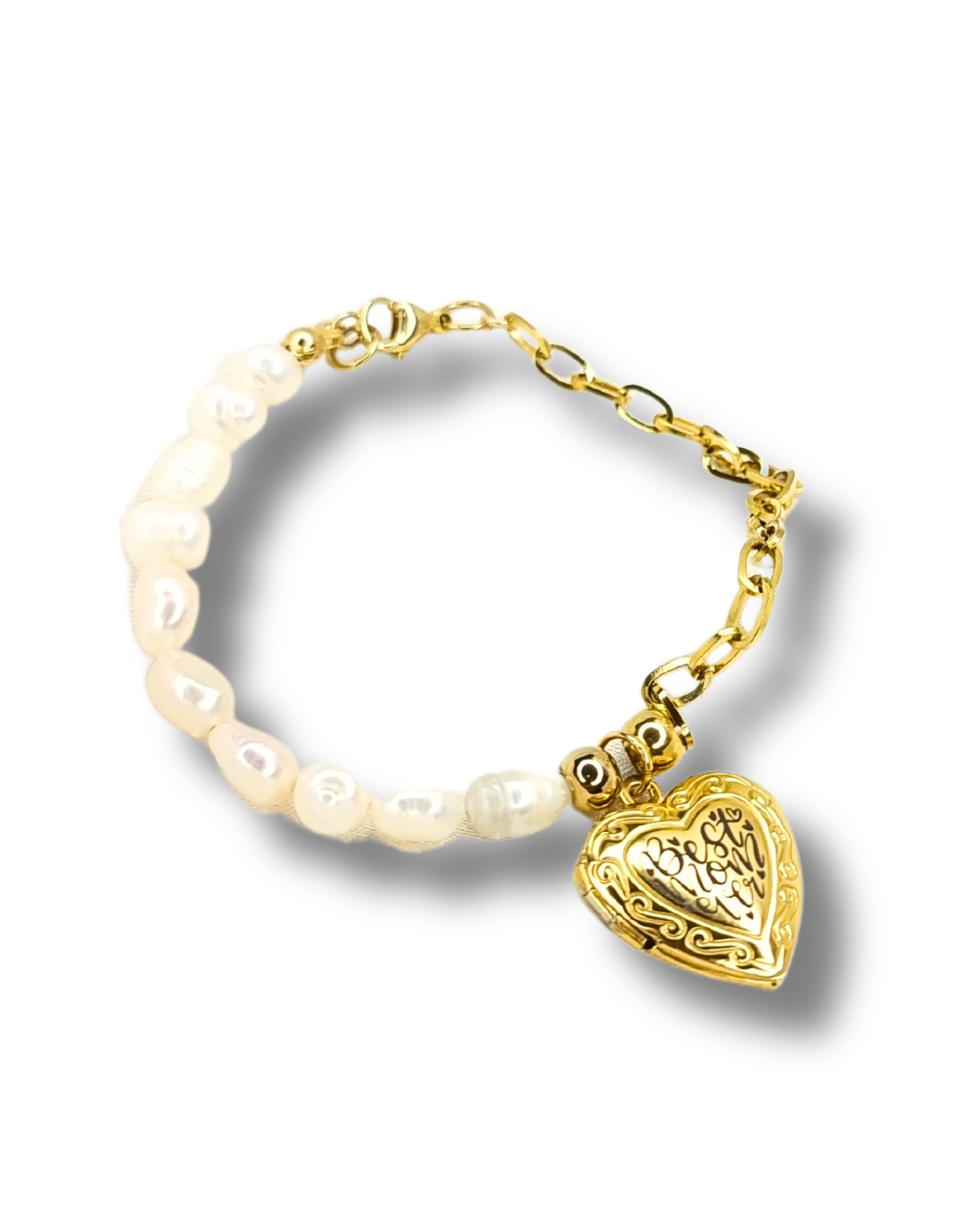 PULSERA RELICARIO CON PERLAS NATURALES