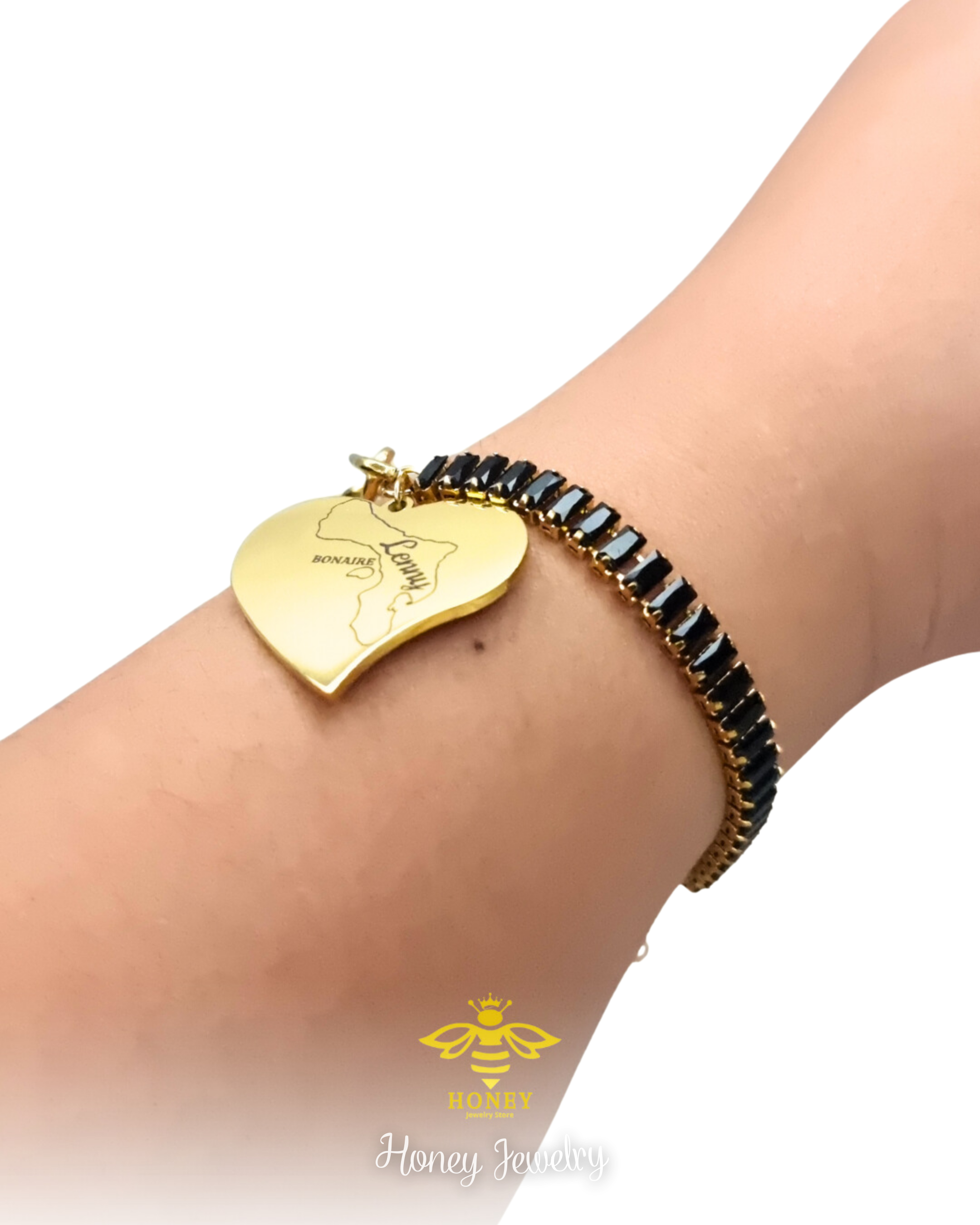 PULSERA CIRCONES Y DIJE CORAZON PERSONALIZADO