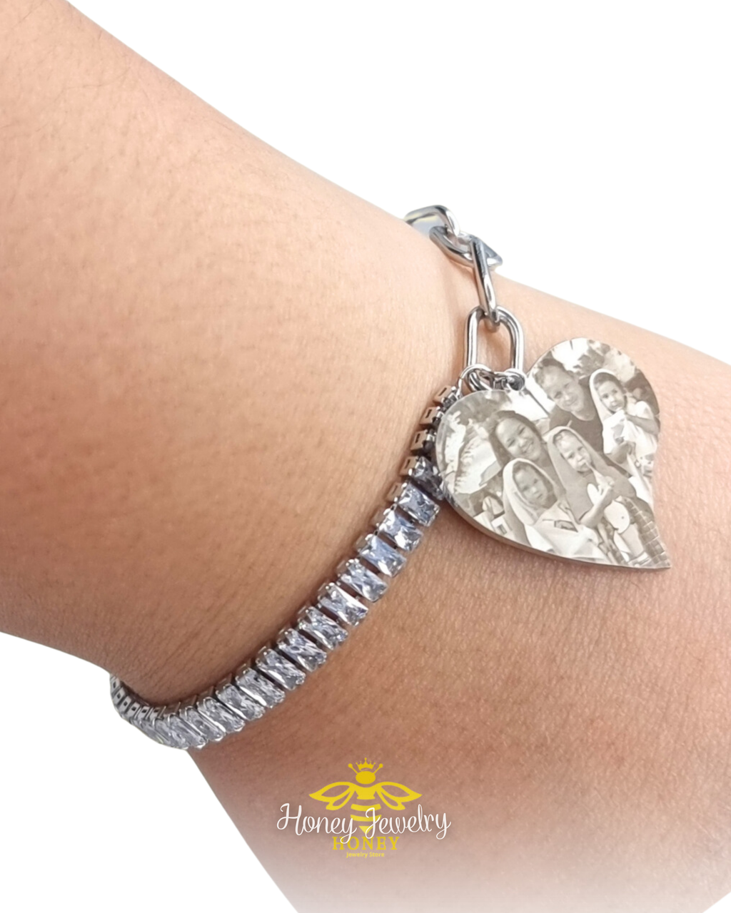 PULSERA CIRCONES Y DIJE CORAZON PERSONALIZADO