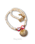 Collar Relicario conchita con perlas naturales