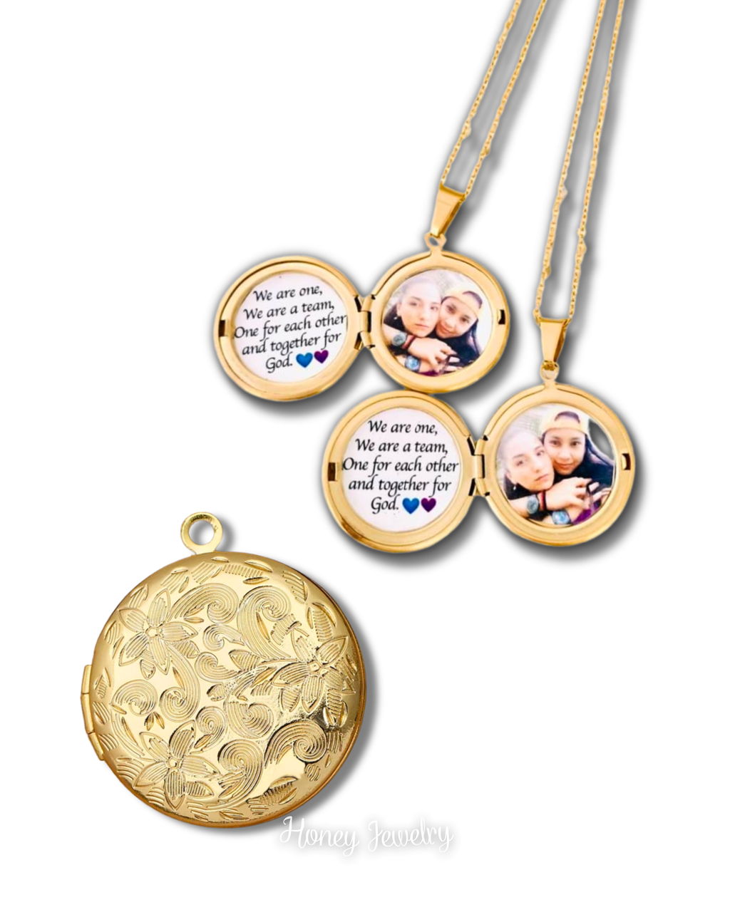 Ronde medaillonketting met bloemen