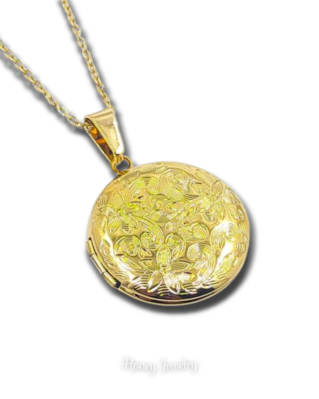 Ronde medaillonketting met bloemen