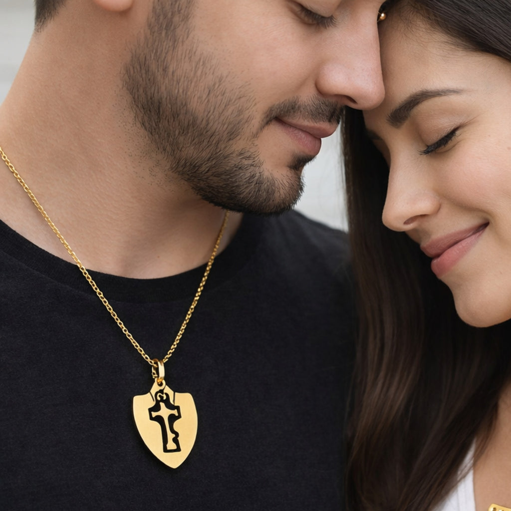 Couples lock and key necklace set