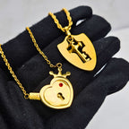 Couples lock and key necklace set