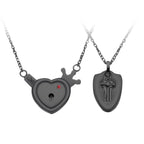 Couples lock and key necklace set
