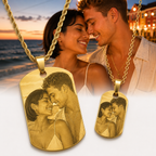 Set de collares placa para pareja con fotograbado