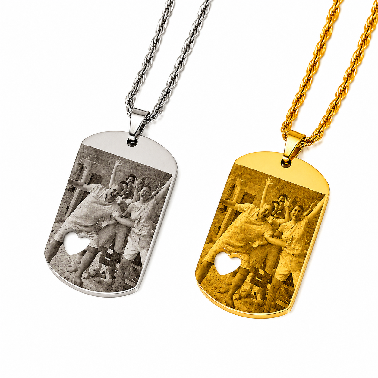Set de collares placa corazón