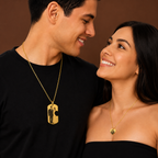 Set de collares placa para pareja con fotograbado