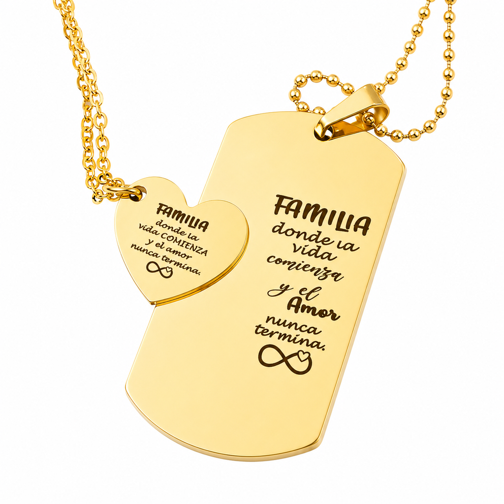 Set de collares placa para pareja con fotograbado