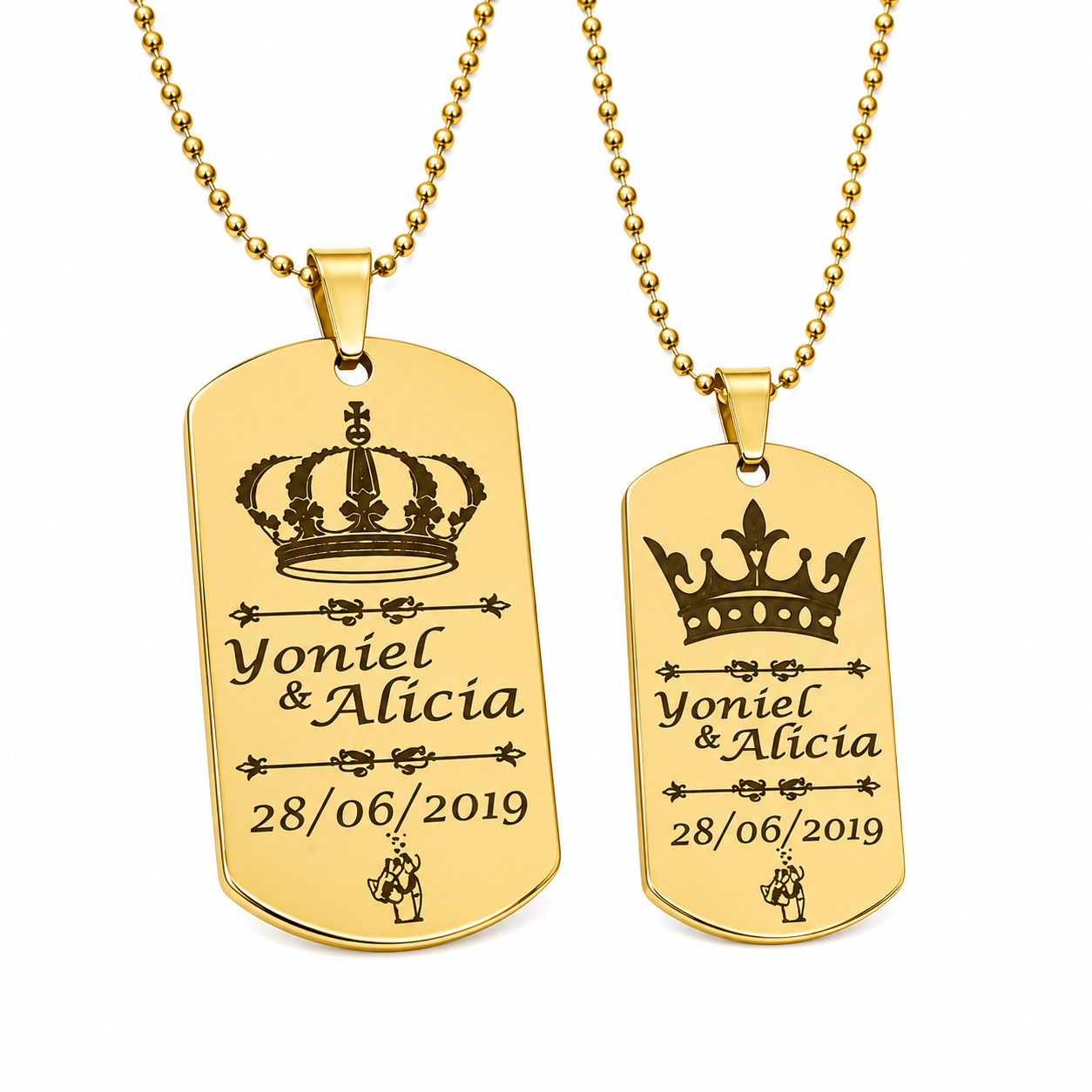Set de collares placa para pareja
