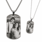 Set de collares placa para pareja con fotograbado