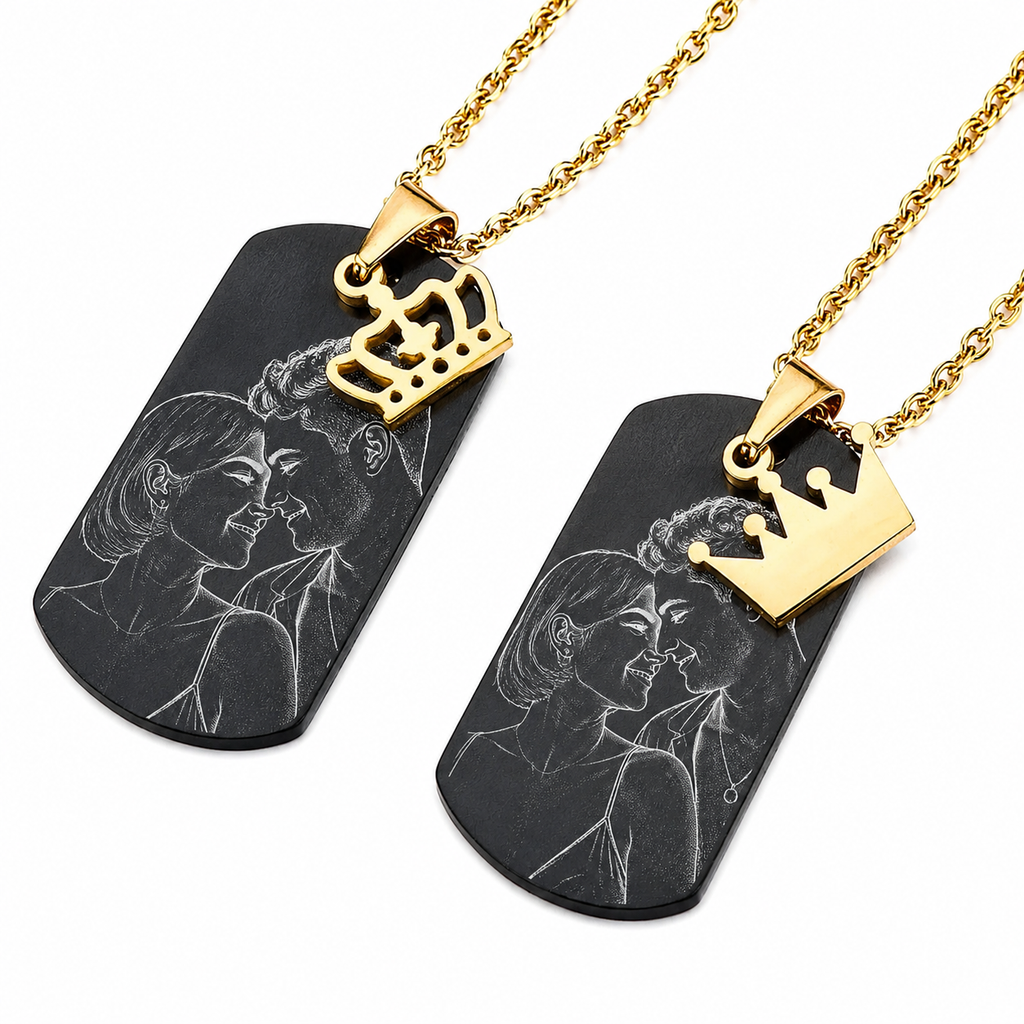 Set de collares placa rey y reina