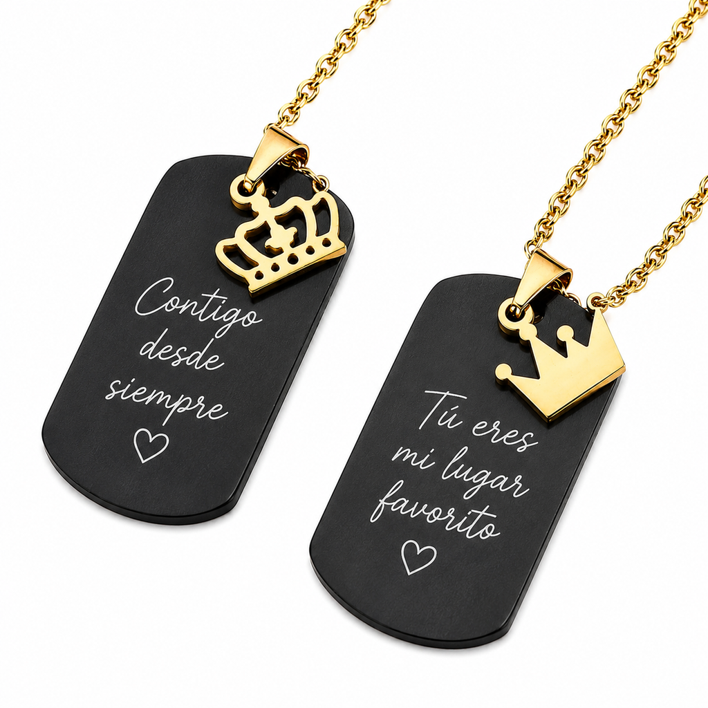 Set de collares placa rey y reina