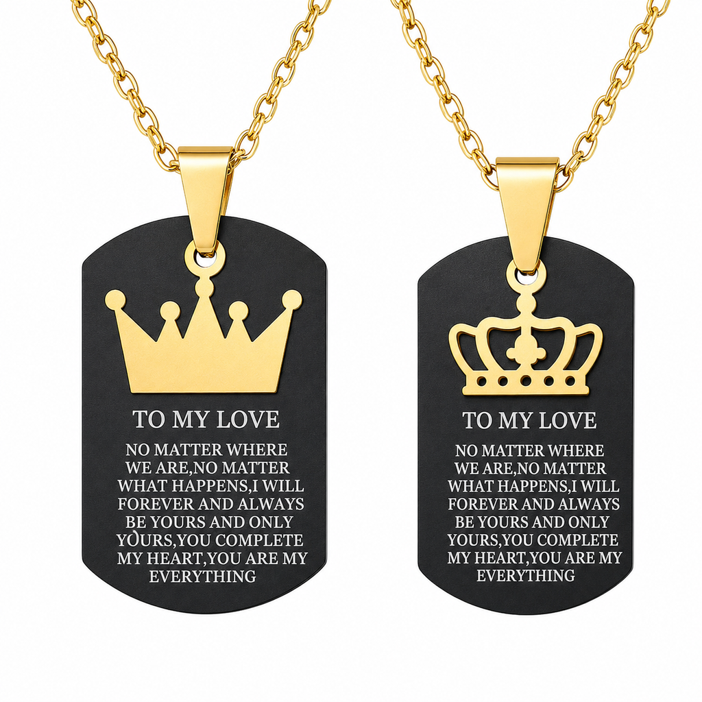 Set de collares placa rey y reina