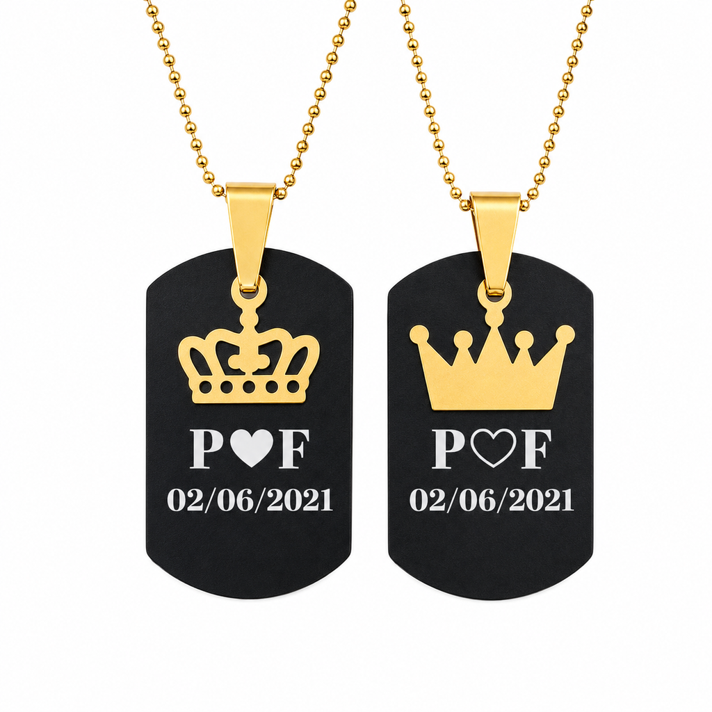 Set de collares placa rey y reina