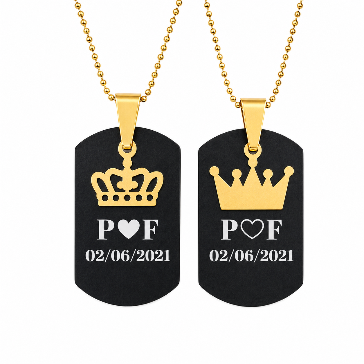 Set de collares placa rey y reina